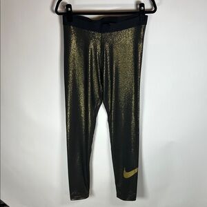 Nike Black and Gold Shimmer Leggings